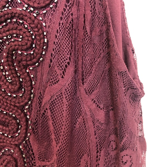 Reba Lace Midi Dress Sleeveless Embroidered Detail Burgundy - Picture 8 of 9